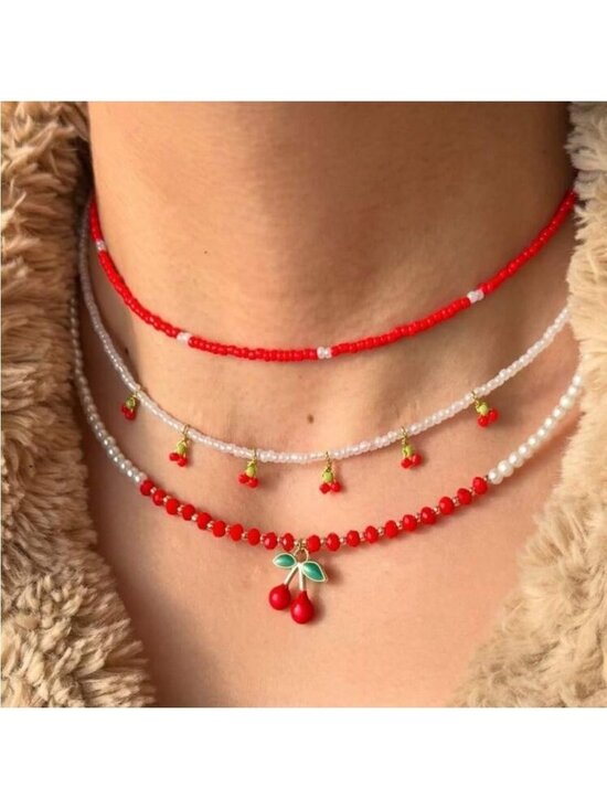 Free People Jewelry - Cherry Charm Necklace Set A1230